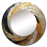 Beige Black Minimalism Spiral Poteries - Abstract Wall Mirror