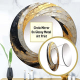 Beige Black Minimalism Spiral Poteries - Abstract Wall Mirror