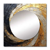 Beige Black Minimalism Spiral Poteries - Abstract Wall Mirror