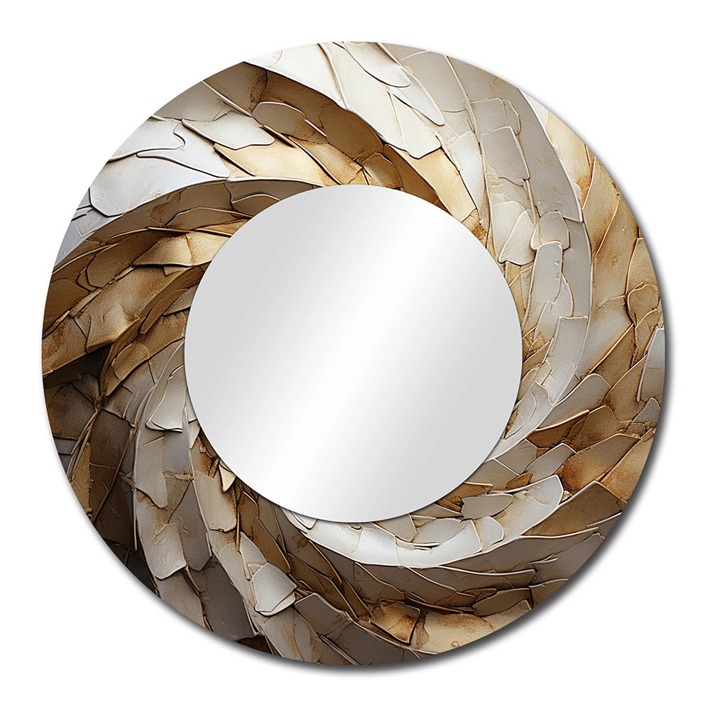 Modern Decorative Mirror - Beige Minimalism Spiral Poteries I - Metal Wall Mirror
