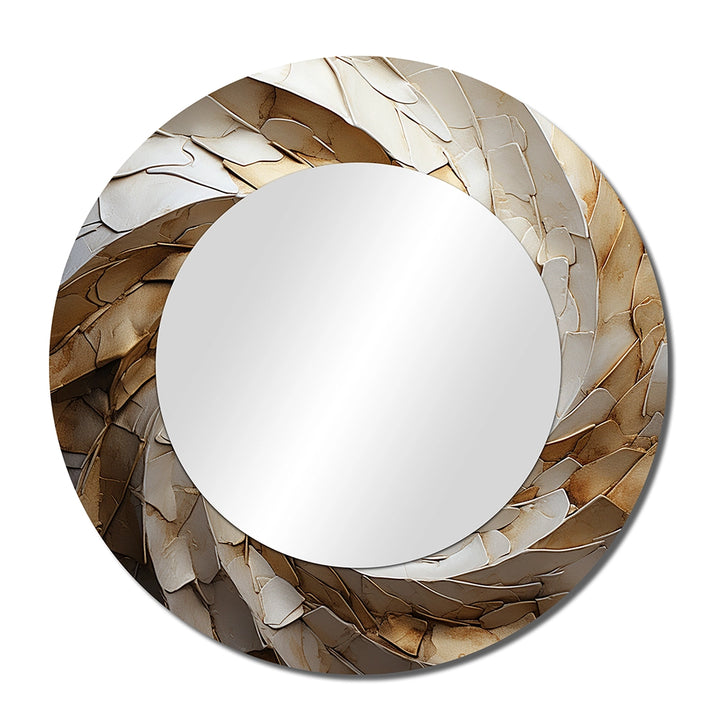 Modern Decorative Mirror - Beige Minimalism Spiral Poteries I - Metal Wall Mirror