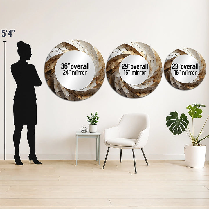 Modern Decorative Mirror - Beige Minimalism Spiral Poteries I - Metal Wall Mirror