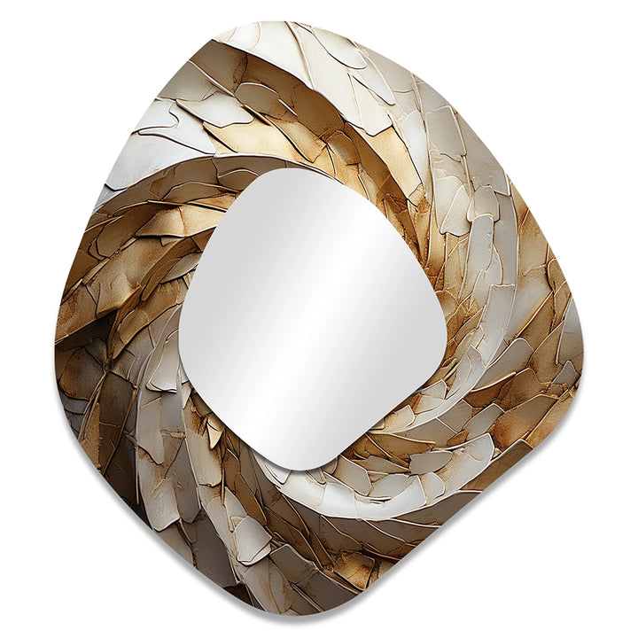 Modern Wall Mirror - Beige Minimalism Spiral Poteries I - Asymmetrical Mirror