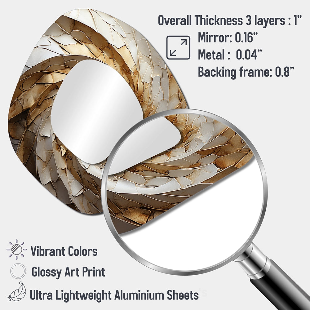 Modern Wall Mirror - Beige Minimalism Spiral Poteries I - Asymmetrical Mirror