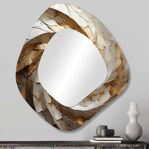 Modern Wall Mirror - Beige Minimalism Spiral Poteries I - Asymmetrical Mirror
