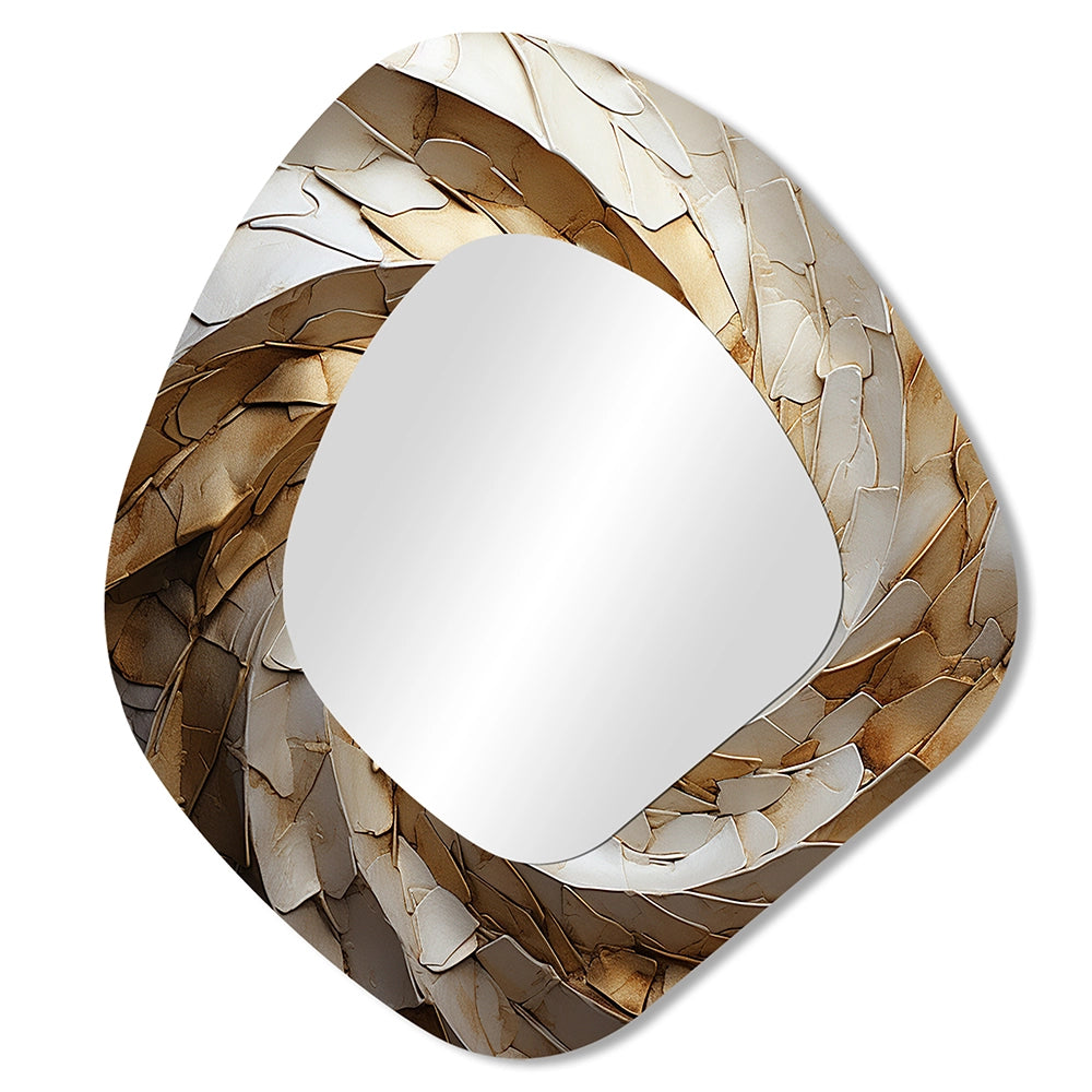 Modern Wall Mirror - Beige Minimalism Spiral Poteries I - Asymmetrical Mirror