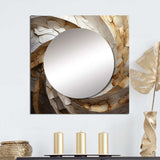 Beige Minimalism Spiral Poteries I - Abstract Wall Mirror