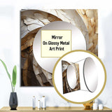 Beige Minimalism Spiral Poteries I - Abstract Wall Mirror