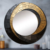 Gold Black Minimalism Spiral Poteries - Abstract Wall Mirror