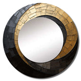 Gold Black Minimalism Spiral Poteries - Abstract Wall Mirror