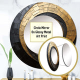 Gold Black Minimalism Spiral Poteries - Abstract Wall Mirror