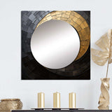 Gold Black Minimalism Spiral Poteries - Abstract Wall Mirror