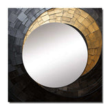 Gold Black Minimalism Spiral Poteries - Abstract Wall Mirror