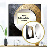 Gold Black Minimalism Spiral Poteries - Abstract Wall Mirror