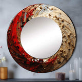 Gold Red Minimalism Spiral Poteries I - Abstract Wall Mirror