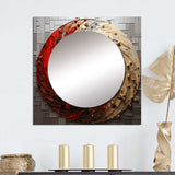 Gold Red Minimalism Spiral Poteries I - Abstract Wall Mirror