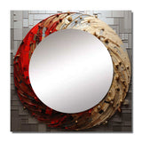 Gold Red Minimalism Spiral Poteries I - Abstract Wall Mirror