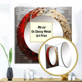 Gold Red Minimalism Spiral Poteries I - Abstract Wall Mirror