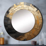 Gold Black Spiral Poteries - Abstract Wall Mirror