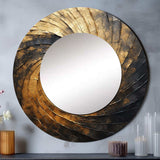 Gold Black Spiral Poteries I - Abstract Wall Mirror