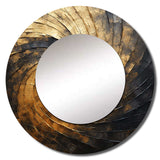 Gold Black Spiral Poteries I - Abstract Wall Mirror