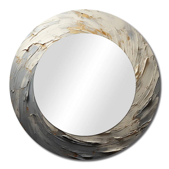 Abstract Spirals Wall Mirror - Grey And Gold Mystical Spirals - Print on Metal