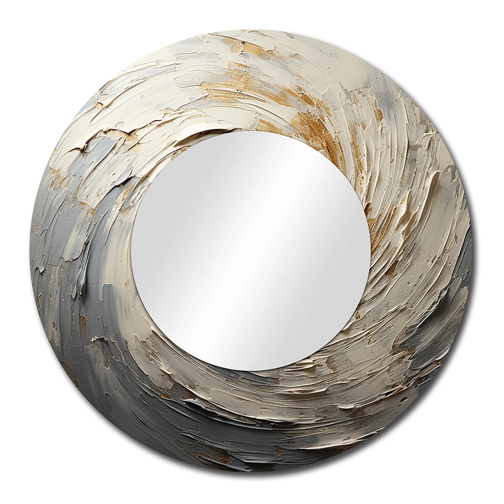 Abstract Spirals Wall Mirror - Grey And Gold Mystical Spirals - Print on Metal