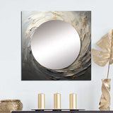 Grey And Gold Mystical Spirals - Abstract Wall Mirror