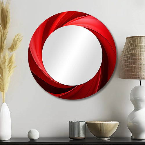 Modern Metal Wall Mirror - Red Perpetual Pulse Vortex - Large Mirror