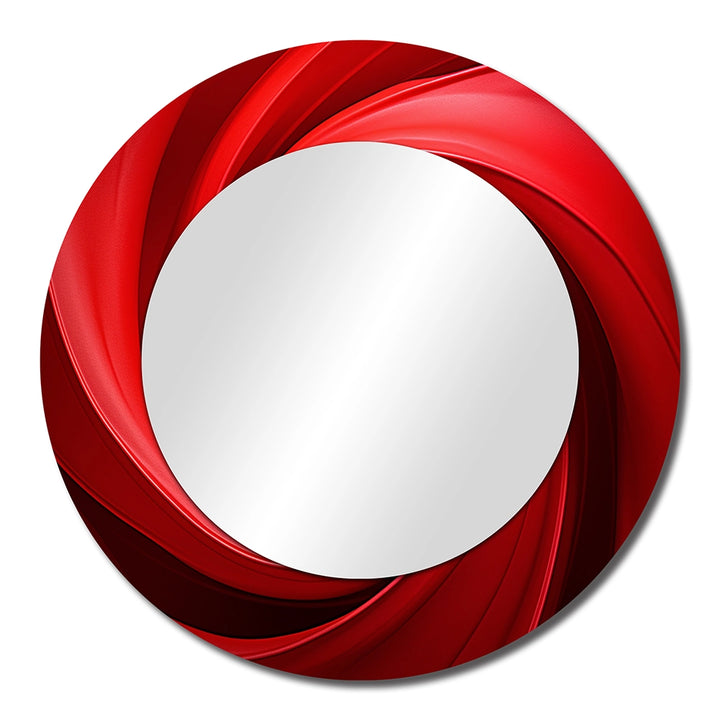 Modern Metal Wall Mirror - Red Perpetual Pulse Vortex - Large Mirror