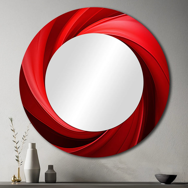 Modern Metal Wall Mirror - Red Perpetual Pulse Vortex - Large Mirror