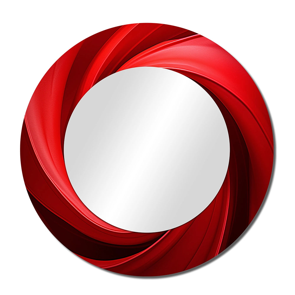 Modern Metal Wall Mirror - Red Perpetual Pulse Vortex - Large Mirror