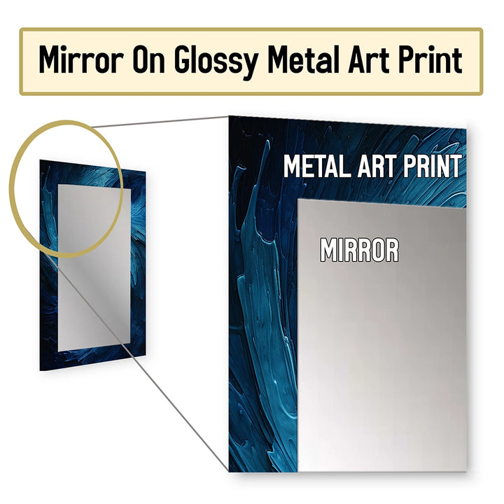 Modern Large Wall Mirror - Blue Swirl Wave Spiral I - Rectangle Mirror