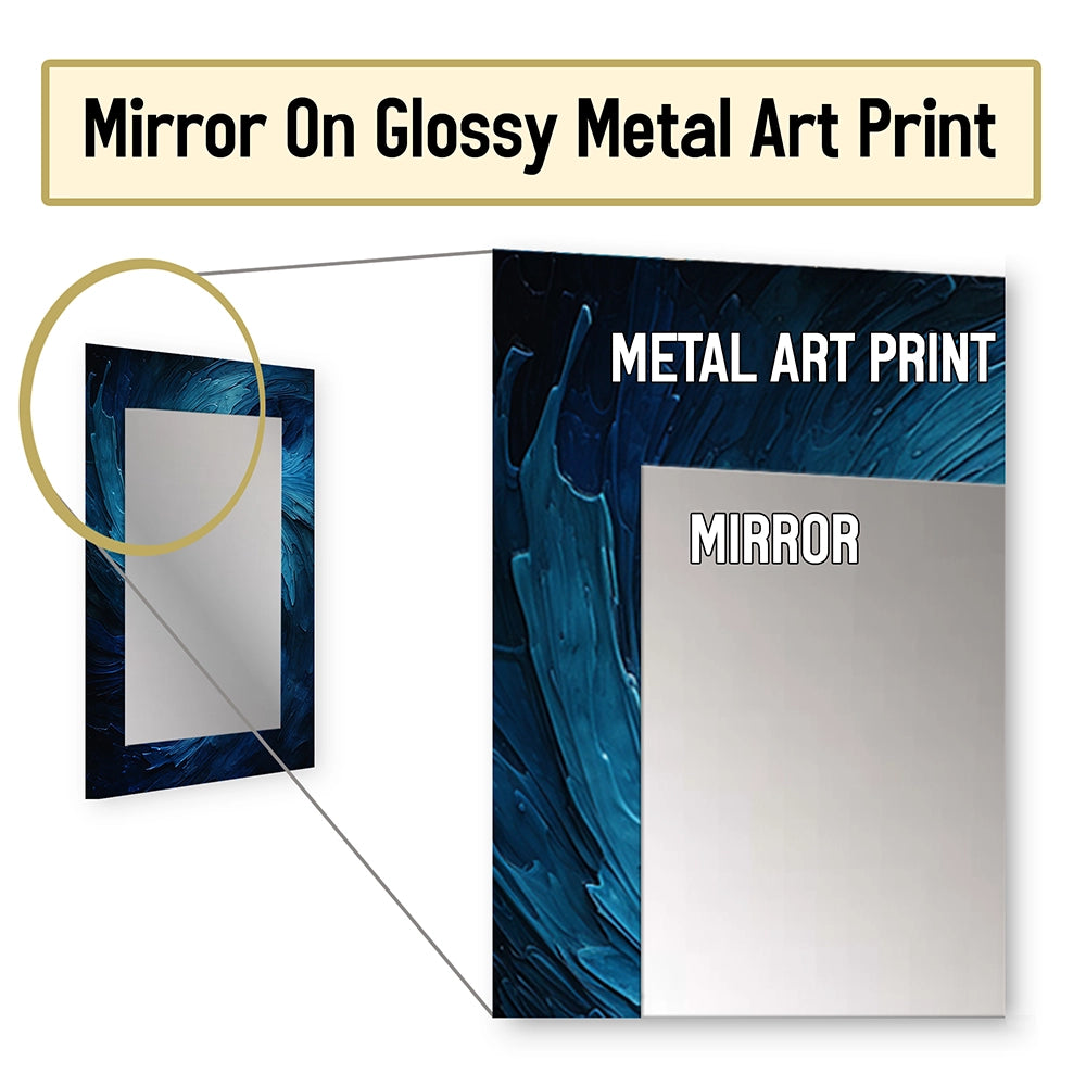 Modern Large Wall Mirror - Blue Swirl Wave Spiral I - Rectangle Mirror