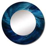 Blue Swirl Wave Spiral I - Abstract Wall Mirror