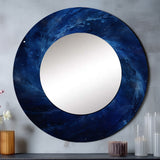 Blue Swirl Wave Spiral IV - Abstract Wall Mirror