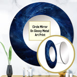 Blue Swirl Wave Spiral IV - Abstract Wall Mirror