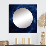 Blue Swirl Wave Spiral IV - Abstract Wall Mirror