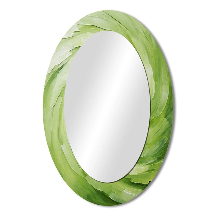 Abstract Spirals Decorative Mirror - Green Serene Spiral Dreams II - Accent Wall Mirror