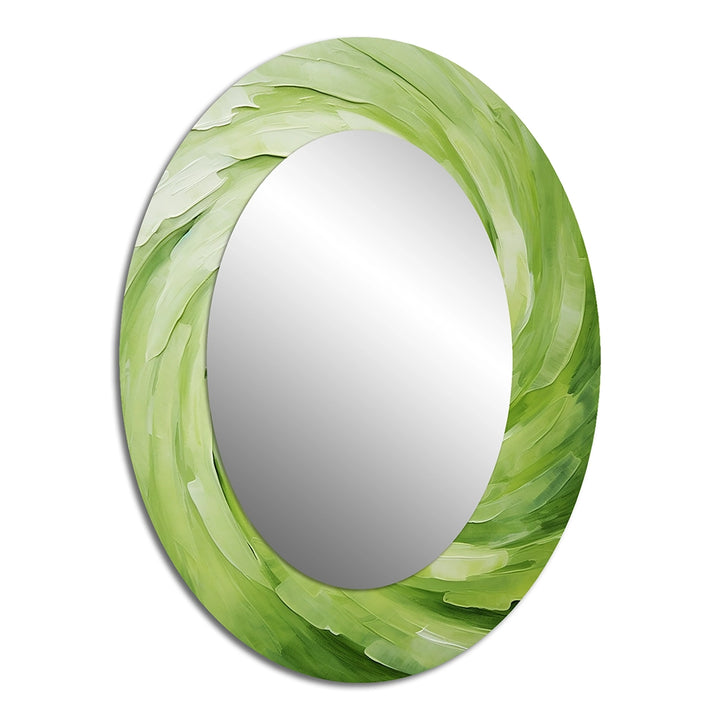 Abstract Spirals Decorative Mirror - Green Serene Spiral Dreams II - Accent Wall Mirror
