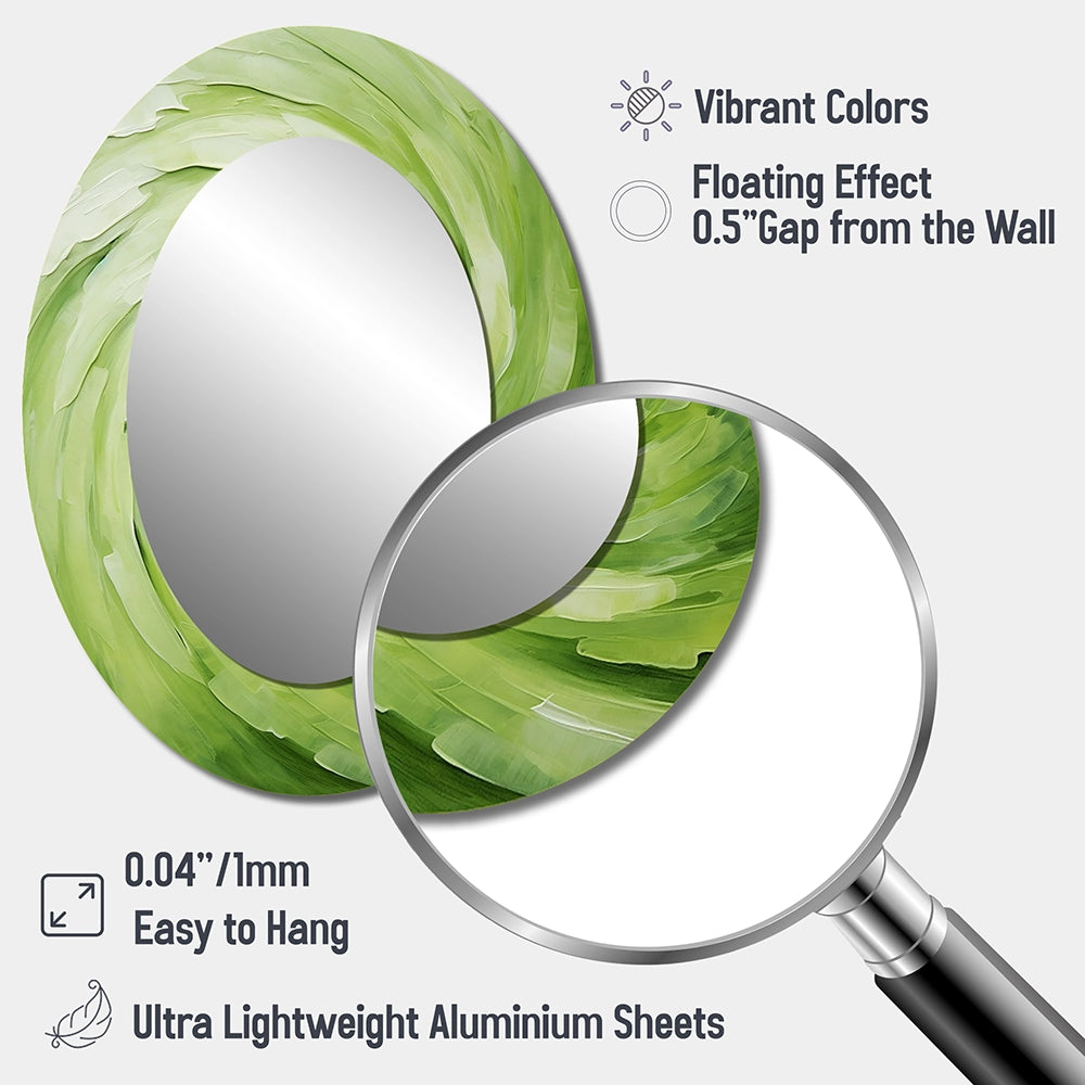 Abstract Spirals Decorative Mirror - Green Serene Spiral Dreams II - Accent Wall Mirror