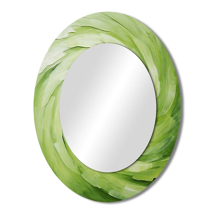 Abstract Spirals Decorative Mirror - Green Serene Spiral Dreams II - Accent Wall Mirror