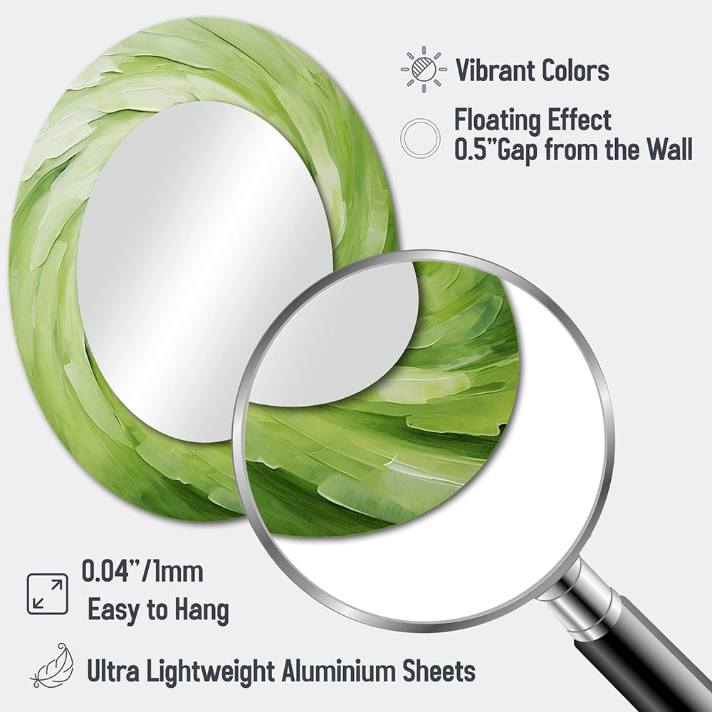 Abstract Spirals Decorative Mirror - Green Serene Spiral Dreams II - Accent Wall Mirror