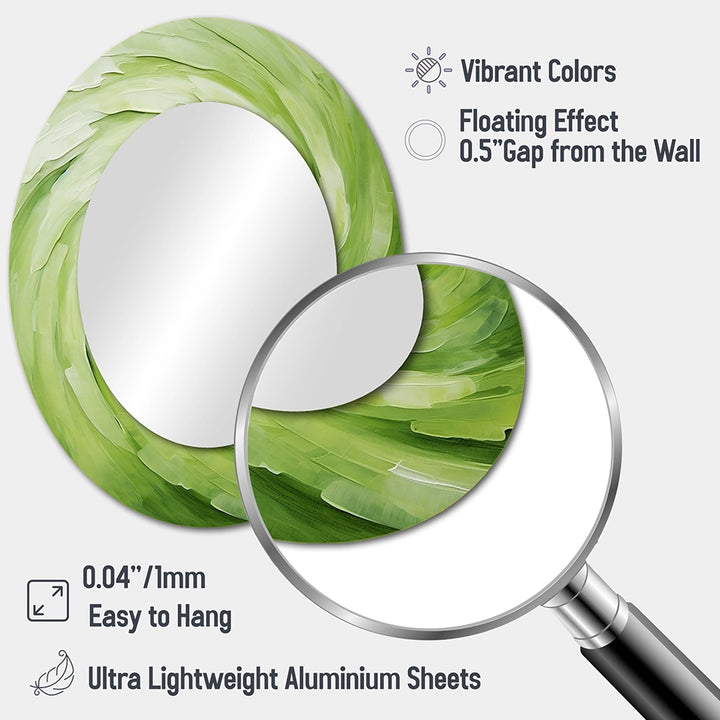 Abstract Spirals Decorative Mirror - Green Serene Spiral Dreams II - Accent Wall Mirror