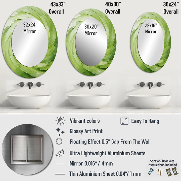 Abstract Spirals Decorative Mirror - Green Serene Spiral Dreams II - Accent Wall Mirror