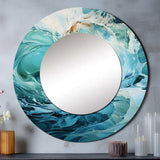 Aqua Blue And White Serenity Swirl - Abstract Wall Mirror