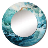 Aqua Blue And White Serenity Swirl - Abstract Wall Mirror