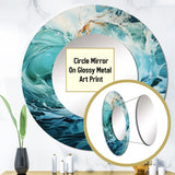 Aqua Blue And White Serenity Swirl - Abstract Wall Mirror