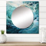 Aqua Blue And White Serenity Swirl - Abstract Wall Mirror