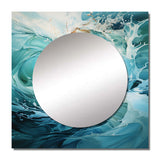 Aqua Blue And White Serenity Swirl - Abstract Wall Mirror